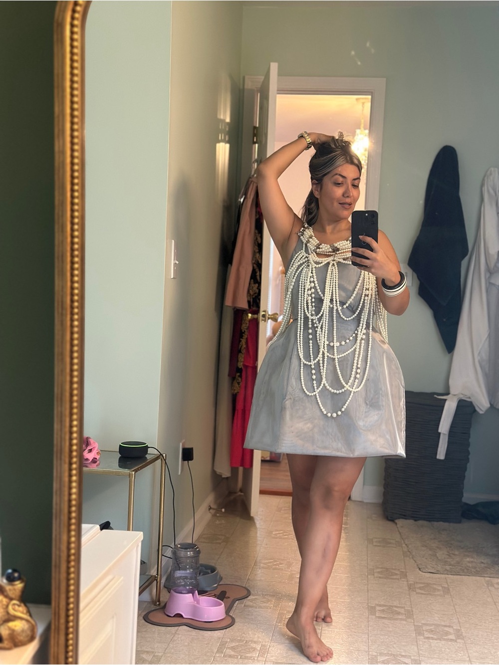 Silver Party Mini Dress